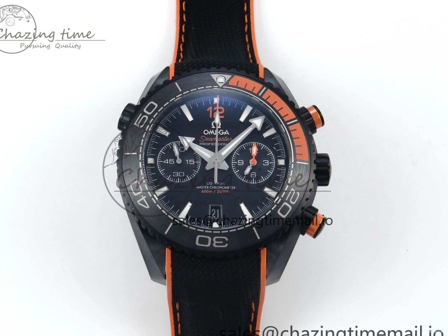 0210 Attractive Planet Ocean Master Chronometer 600M 45.5mm SCF 1:1 Best Edition Black Orange Bezel Black Dial on Black Rubber Strap A9900 Super Clone 7668